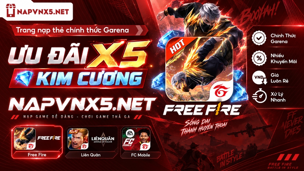 Ưu đãi X5 Kim Cương Free Fire - NapVNX5